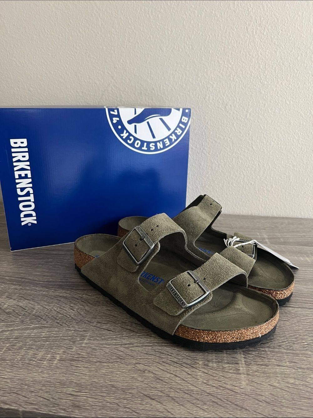 New Birkenstock Arizona Soft Footbed Suede Leather Sandals 42 L11 M9
